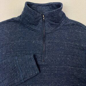 pd&c Zip Pullover T Shirt Heather Navy weater Pointelle Lined Long Sleeve Casual